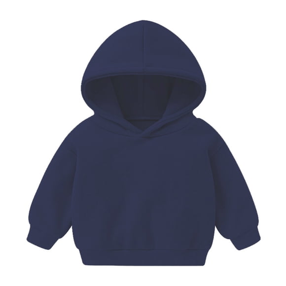 Splozh Boys Girls Plain Hoodies Toddler Boys Girls Pullover Fleece Sweatshirt Children Solid Plus Babies Hooded Color Top Girls Tops Navy,4-5 Years