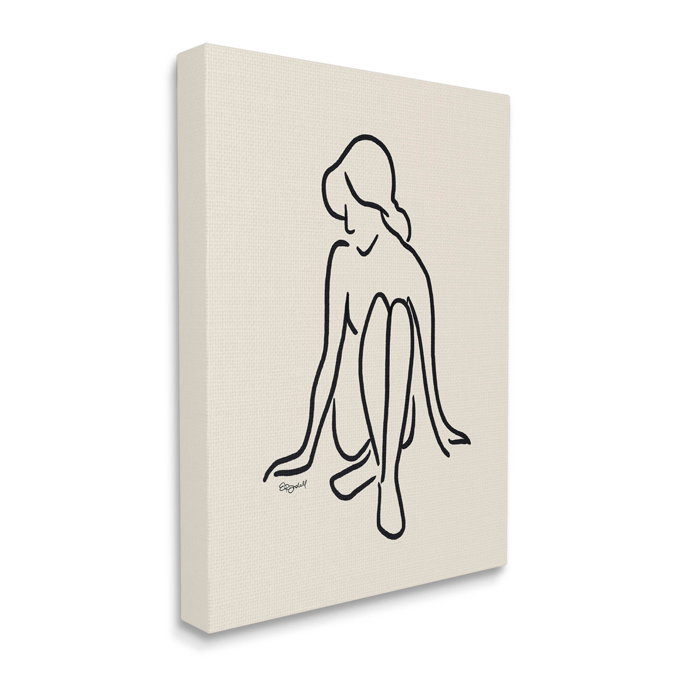 Stupell Industries Relaxing Girl Doodle Style Line Drawing Graphic Art Gallery Wrapped Canvas Print Wall Art, Design by Elizabeth Tyndall