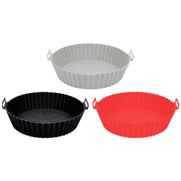 3pack Silicone Air Fryer Liners Round - Reusable Airfryer Silicone Basket - Easy to Clean Air Fryers Silicone Pot for 5.8 to 8 Qt Air Fryer Baking Tray Oven Accessories, 8.58 Inch Large