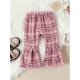 thumbnail image 5 of Franhais Kids Girls Fall Outfits Plaid Long Sleeve Button Up Shirt Tops with Stretch Flare Pants, 5 of 9