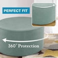 thumbnail image 5 of Round Ottoman Cover, Stretch Footstool Protector Covers Storage Stool Ottoman Slipcovers Jacquard Ottoman Cover with Elastic Bottom Washable Furniture Protector-Light green-X-Large, 5 of 7