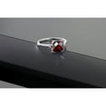 thumbnail image 4 of Gem Stone King 2.51 Ct Cushion Checkerboard Red Garnet White Diamond 10K White Gold Ring, 4 of 5