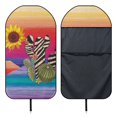 thumbnail image 6 of FUIALDOLG Car Seat Towel Cover, Compatible with Truck Seat Van, Terry Cloth Car Seat Cover for Trucks Cars, Sunflower Cactus Striped, 6 of 7