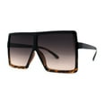 thumbnail image 2 of Flat Top Mobster Square Rectangle Oversize Plastic Sunglasses Black Tortoise Smoke, 2 of 4