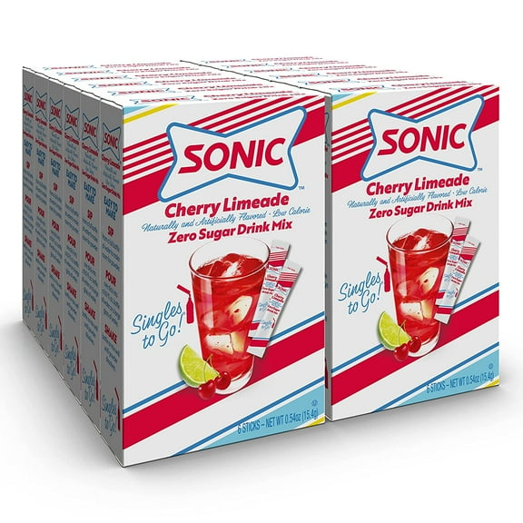 Sonic Cherry Limeade SINGLES TO GO Powdered Drink Mix, Quantity of 12 Boxes