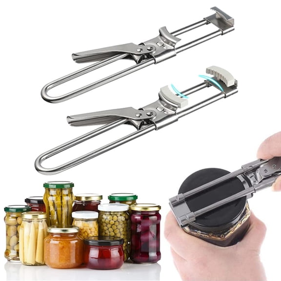 2026 Upgrade Adjustable Stainless Steel Jar Opener, Multifunctional Stainless Steel Can Opener Bottle Jar Lid Gripper Household Kitchen Tool for Weak Hands Seniors and Kids