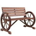 thumbnail image 1 of Outsunny 42" Wood Wagon Wheel Bench Garden Loveseat Rustic Seat, Brown, 1 of 10
