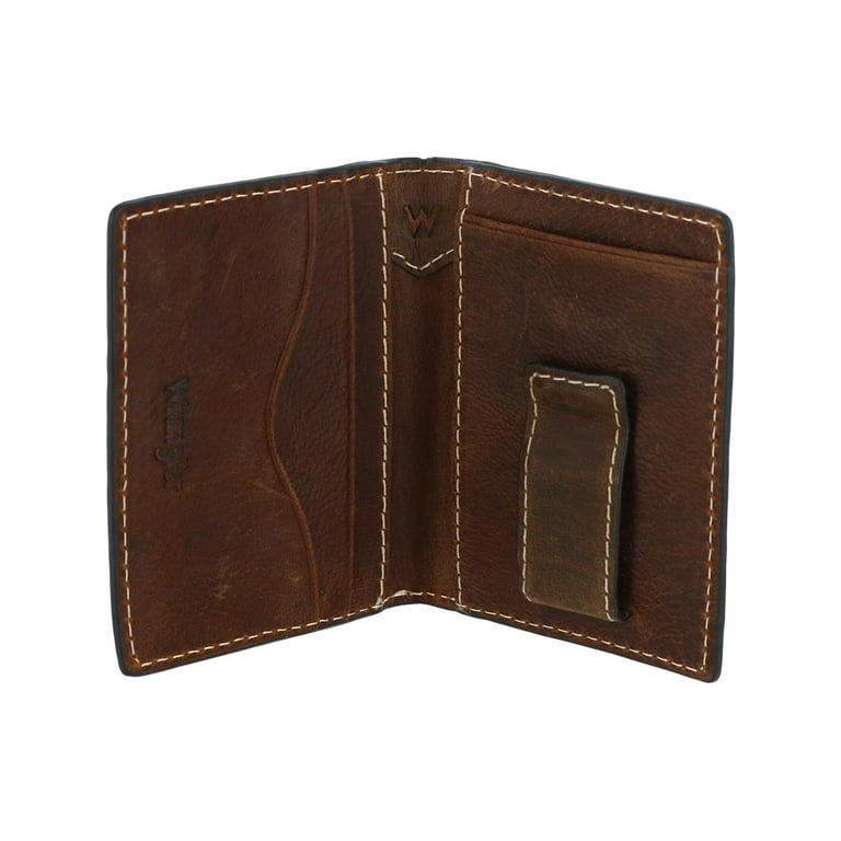 Wrangler Men's Leather Card Case Wallet with Money Clip