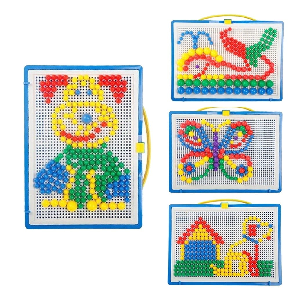 2 Set Montessori Creative Puzzle Educational Toys 296X Plug Mosaic Pegging Game 