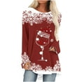 thumbnail image 2 of Luxalzxs Tunic Tops for Women Loose Fit Dressy Christmas Wine Glass Print Long Sleeve Round Neck Loose Fit Casual Fall Outfits, 2 of 4