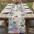 thumbnail image 4 of Watercolor Flowers Table Runner - 36 Inch Long Spring Floral Butterflies Botanical Beige Cotton and Linen Blended Dress Scarves Farmhouse Table Runner for Kitchen Dining, Coffee Table, 13" x 36", 4 of 8