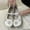 Beige, variant on Juslio Shoes for Women Women Fashion Hollow Out Flat Bottomed One Character Buckle Soft Soled Shoes