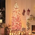 thumbnail image 2 of Árbol de Navidad Topeakmart Prelit Slim, 2,3 m, rosa con luces, 2 of 9