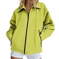 thumbnail image 3 of Jsaierl Women's Collared Zip Up Lightweight Jacket Long Sleeve Sporty Casual Bomber Coat with Zippered Pockets Daily Outdoor Top, 3 of 7