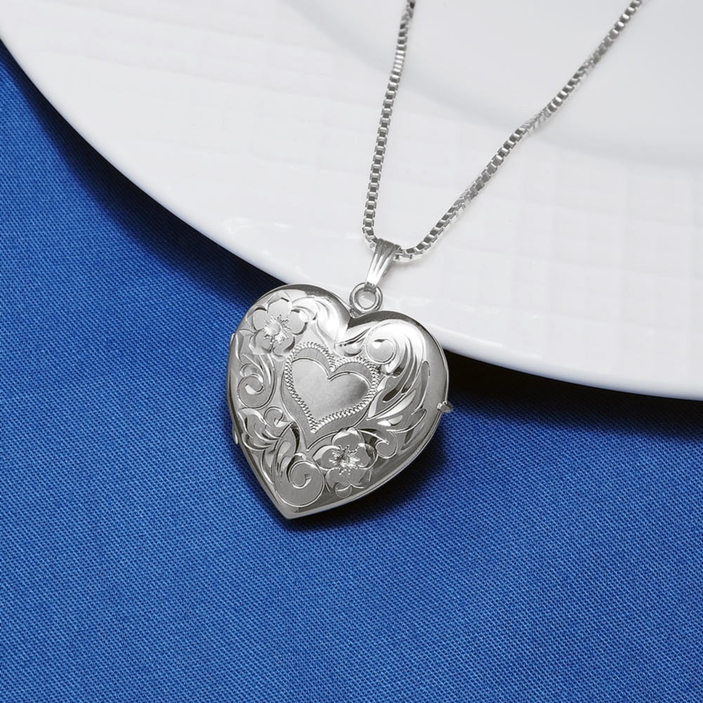 Sterling silver Heart shaped four photo popular locket necklace