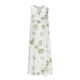 thumbnail image 4 of Estbridge Robes d'Été pour Femmes Décontractées Plissées Amples Évasées Midi pour Femmes Imprimé Floral Longueur Genou Grande Taille Robe Col Ras du Cou Manches Courtes Robe d'Invitée de Mariage Économies d'Été Liquidation, 4 of 5