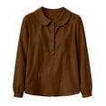 thumbnail image 4 of Shihyeh Womens Peter Pan Collar Pleated Blouse, Half Button Long Sleeve Solid Color Casual Babydoll Top for Women Daily Office Wear, 4 of 4