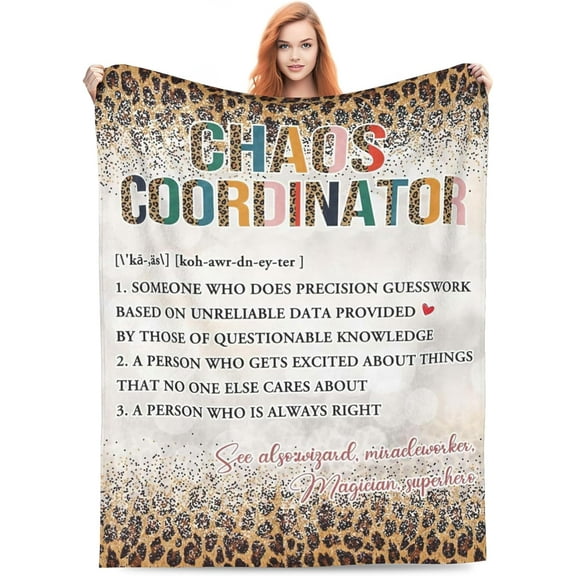 Chaos Coordinator Blanket Gifts, Thank You Gifts for Women, Boss Lady Gifts for Women, Best Appreciation Christmas Birthday Gift for Coworker, Teacher, Social Worker, Manager, Cozy Blanket 50" X 60"