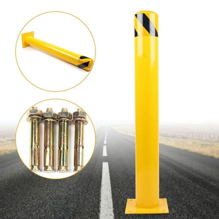 

FETCOI Yellow Bollard Post Steel Safety Barrier Protection - Safety Bollard Traffic Pole - Signs Pipe Parking Bollard for Garage or Parking Lot (Yello-36 H)