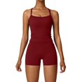 thumbnail image 3 of Uobin Women 2 Piece Workout Sets Padded Gym Yoga Tank Top High Waisted Biker Shorts with Pockets, 3 of 3