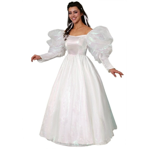 Labryrinth Adult White Sarah Costume for Women, Puffy Dress Halloween Outfit, Ballgown White Dress for Dressup