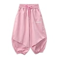thumbnail image 3 of Ruyang Girls Jogger Pants Lightweight Loose Casual Sports Joggers Cute Letter Print Drawstring Outdoor Hiking Pants School Clothes, 3 of 6