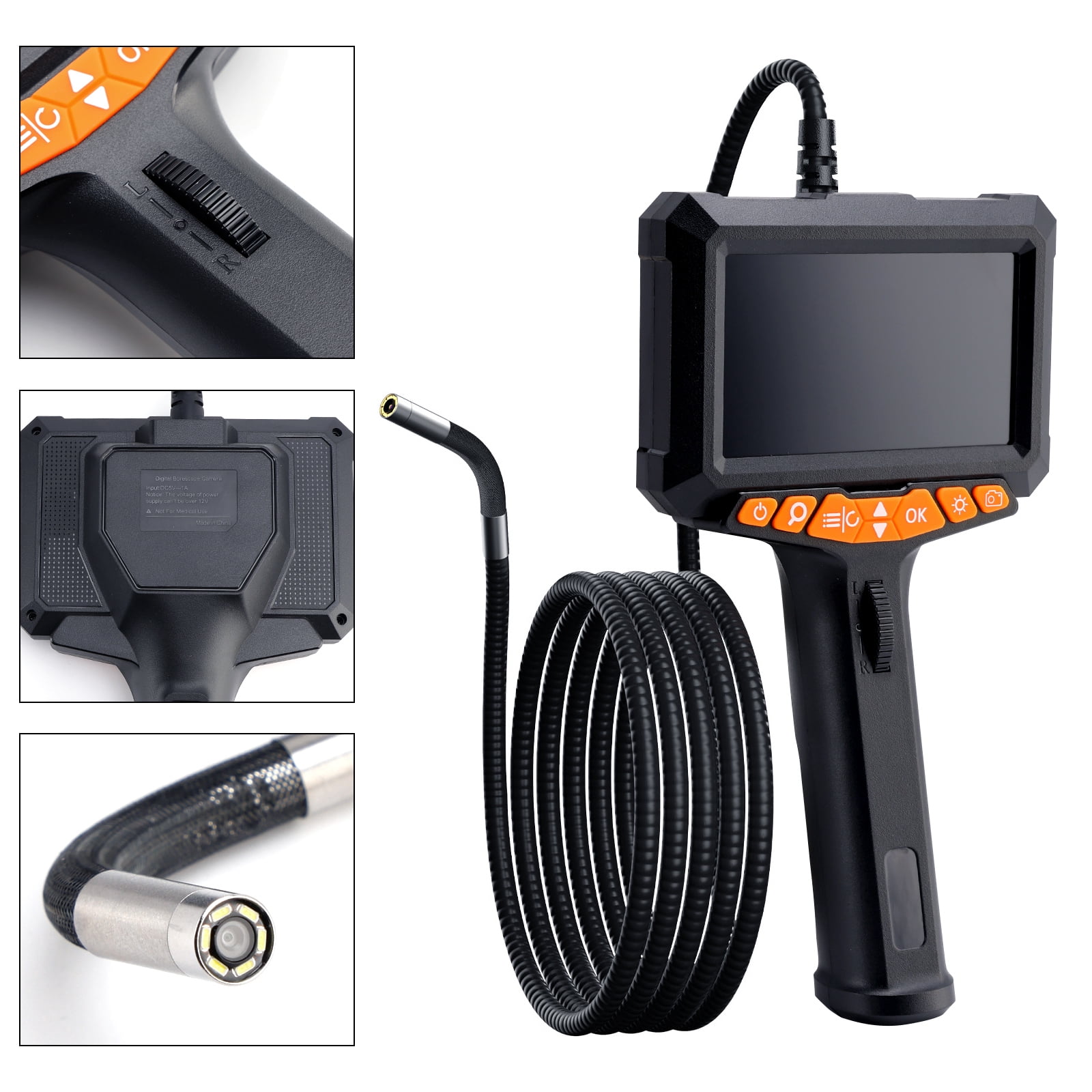 5" LED 2-Way 360°Endoscope W/Light Industrial Articulating Borescope Camera