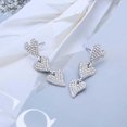 thumbnail image 7 of Boho Rhinestone Heart Earrings Silver Crystal Heart Dangle Earrings CZ Heart Stud Earrings Triple Heart Love Earrings Sparkly CZ Heart Wedding Earrings Jewelry for Women, 7 of 7