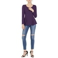 thumbnail image 2 of MODA NOVA Junior's Long Sleeves Scoop Neck Peplum Top Purple L, 2 of 5
