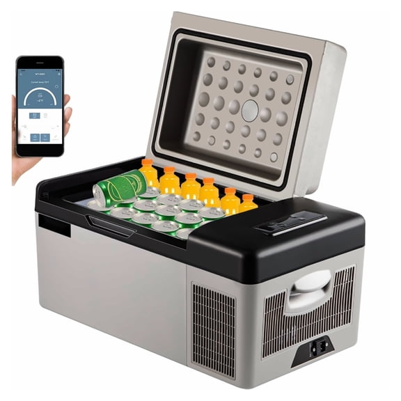 Portable Refrigerator 21 Quart - 12V/24V Car Fridge & AC Adapter, App Control, -4°F to 68°F Compressor Cooler for Camping, Travel, Home - 20L Portable Freezer