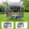 thumbnail image 6 of COBIZI 12x12 Pop up Gazebo 6-Sided Screen House Tent for Camping, Outdoor Canopy Tent with Removable Roof&Mosquito Netting, Portable Hub Tent with Carrying Bag and Ground Stakes, Gray(Upgraded), 6 of 13