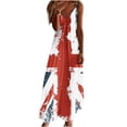 thumbnail image 2 of DPTALR Indépendance Jour Femmes Fronde Mi-Taille V-Cou Sans Manches à Rayures Impression Slim Plage Longue Robe, 2 of 5
