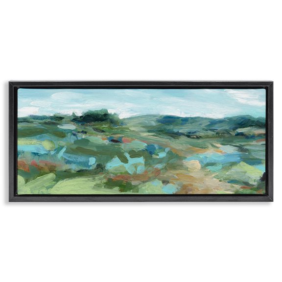 Stupell Industries Painterly Landscape Greenery Landscape & Nature Painting Black Floater Framed Canvas Art Print Wall Art, 25 x 11
