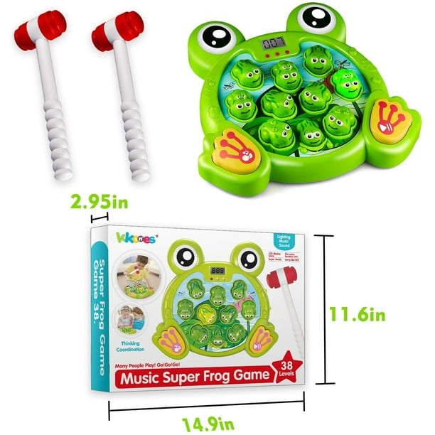 Hhhc Music Super Frog Game Toddler Toys - 2 Hammers Baby Interactive Fun Toys Toddler Activities Games With Music And Light Gift For Kids Ages 2 3 4 5