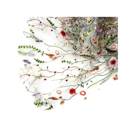 - ON SALE - Mrosaa Embroidered Lace Fabrics, Embroidery Colorful Flower Lace Trim for Wedding Dress Decor, 53