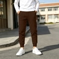 thumbnail image 5 of Jogging Pants for Kids Boys Elastic Waist Sweatpants Fall Winter Sports Casual Stretchy Trousers with Pockets (14-15 Years, Brown), 5 of 8