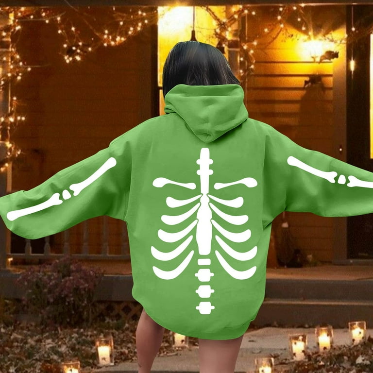 Women s Pink Skeleton Hoodie Oversized Graphic Sweatshirt with Fun Halloween Design Walmart