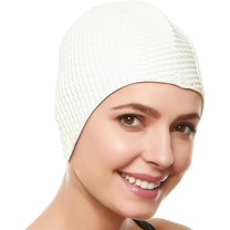 Beemo Retro Style Swim Bathing Caps for Women or Girls - H5137white