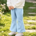 thumbnail image 4 of Spazoro Girls Flare Sweatpants, Solid Color Casual Side Pockets Elastic Waist Loose Fit Fashion Trousers Light Blue Size 5 T, 4 of 9