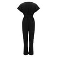 thumbnail image 5 of AWXNJUX Jumpers for Women Women's Jumpsuit Casual Short Sleeve Wrap V Neck Belted Wide Leg Pants (Black,M), 5 of 6