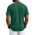 thumbnail image 4 of Uwinwear Mens Short Sleeve Shirts Button Up Shirts Linen Cotton Tops V Neck Plain Hawaiian Summer Beach T-Shirt Breathable Casual Wear,Green,XXXL, 4 of 8