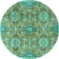 thumbnail image 1 of Ahgly Company Indoor Round Persian Turquoise Blue Traditional Area Rugs, 3' Round, 1 of 4