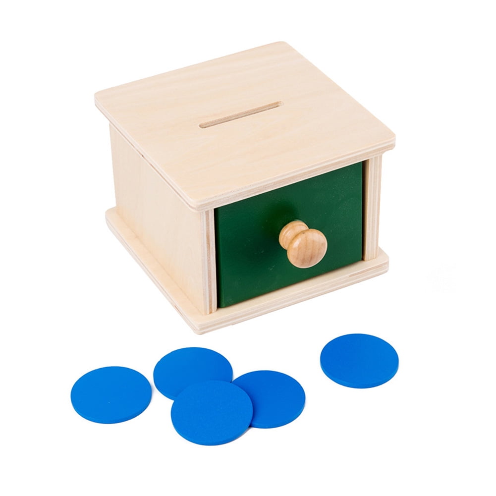 Drawer Toy Montessori Coin Box Portable Preschool Learning Wooden Game For Kids