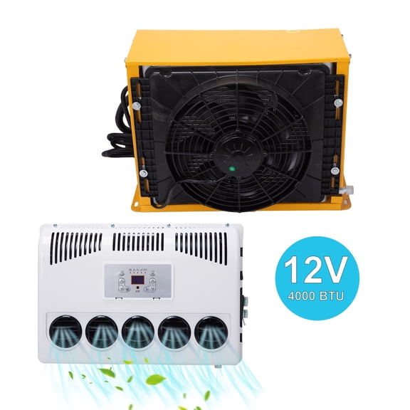 12V DC 4000 BTU Universal Air Conditioner Split A/C Kit for Car Cab Bus RV Semi Truck