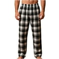thumbnail image 2 of qolati Mens Pajama Pants Soft Lounge Sleep Pants Comfy Lightweight Plaid Elastic Waist Casual Pjs Bottoms Straight Wide Leg SweatpatsWhiteL, 2 of 6