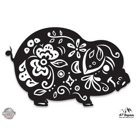 Chinese Zodiac Pig - 3" Vinyl Sticker - For Car Laptop I-Pad Phone Helmet Hard Hat - Waterproof Decal