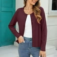 thumbnail image 5 of Posijego Women's Crewneck Cardigan Sweaters Knit Long Sleeve Cropped Cardigans Lightweight Outerwear, 5 of 9