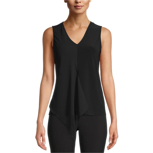 Anne Klein Blusa sin mangas para mujer, color negro, grande