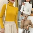 thumbnail image 7 of JANDEL Women Slim Soft Long Sleeve High Neck Knit Pullover Sexy Slim Stretch Sweater Top, Beige, One Size, 7 of 7