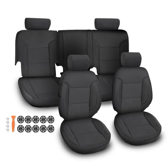 16Pcs Seat Covers Full Set Kit Fit For 2014-2018 Chevy Silverado Crew Cab LT